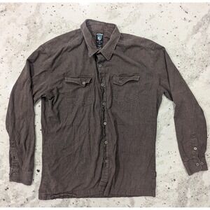 Kuhl Mens XL Brown Button Up Flannel Longsleeve Shirt Outdoors Utility Work Dad
